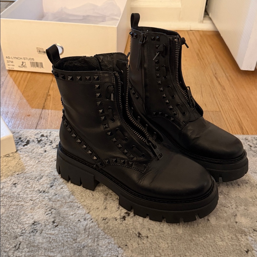 Black Studded Combat Boots